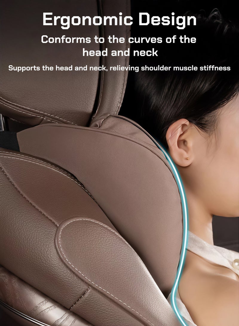 وسادة رقبة لمقعد السيارة، وسادة مسند رأس للسيارة، وسادة مسند رأس لتخفيف آلام الرقبة وتوتر العضلات، وسادة رأس داعمة للرقبة بتصميم مريح لتخفيف إرهاق القيادة، ملحقات داخلية للسيارات (بني) - Image 3